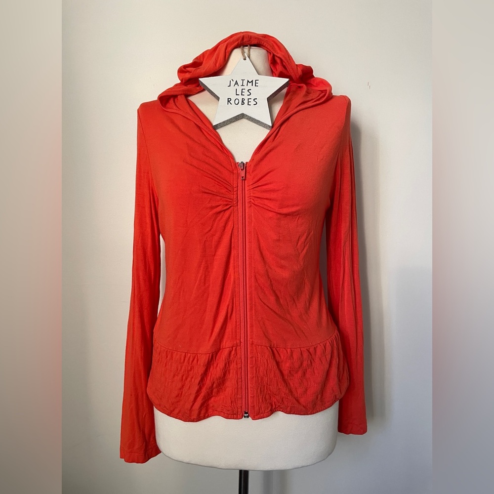 EVIE Vibrant Orange Lightweight Zip-Up Hoodie